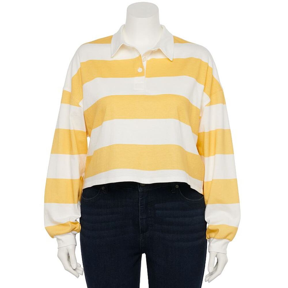 Juniors' Plus Size SO Cropped Polo Shirt, Women's, Size: 1XL NWT